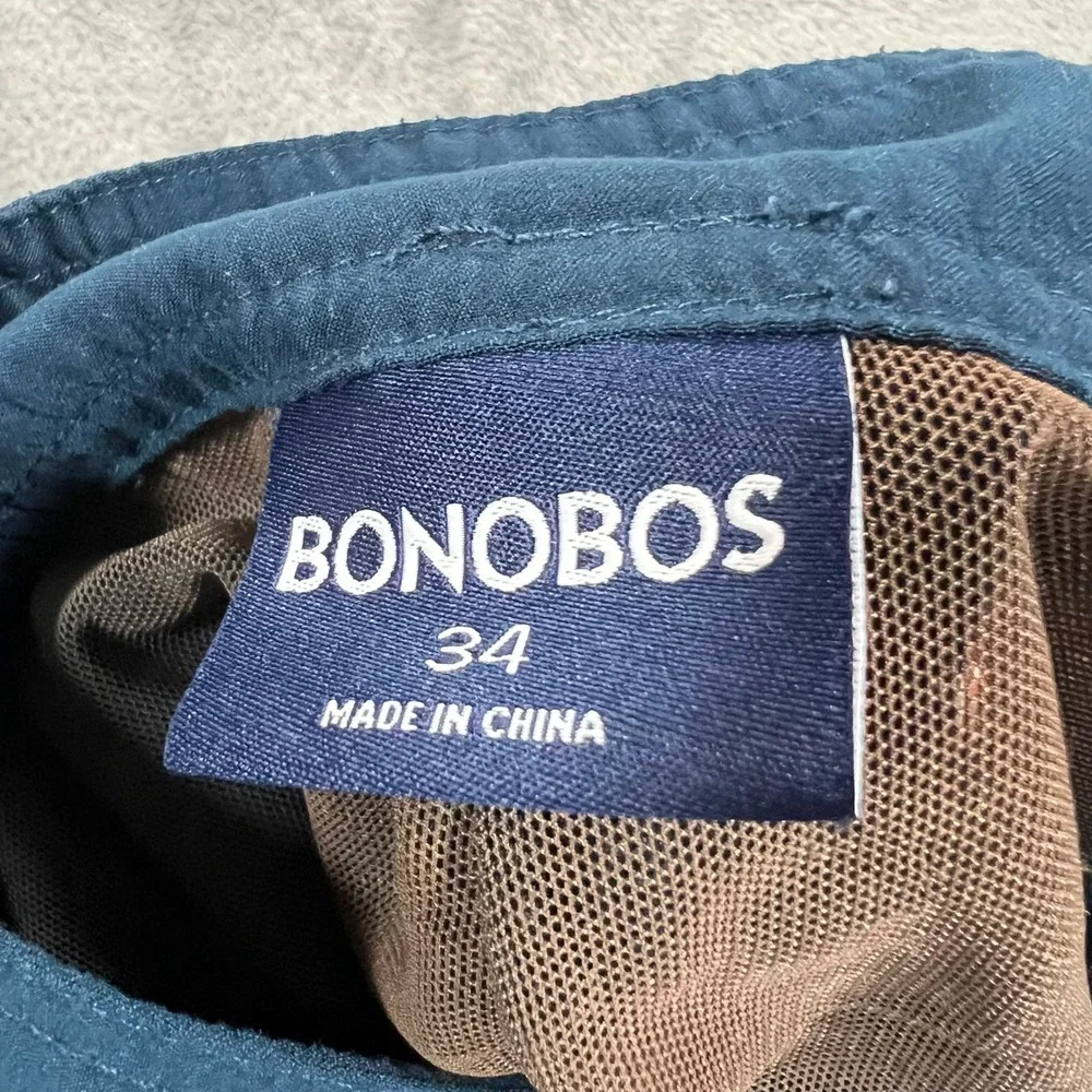 BONOBOS Board Shorts Swimwear Men 34 Navy Blue Solid Lace Up Beach Trunks Pool